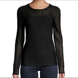 BCBGMaxazria mesh long sleeve knit top